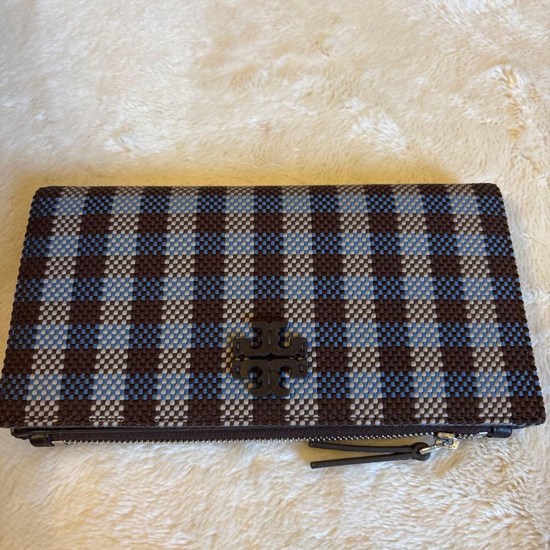 未使用品Tory Burch チェック柄 長財布