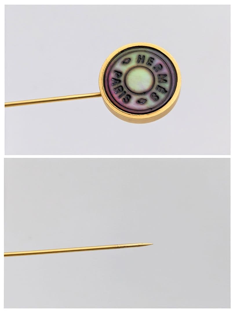 希少 エルメス HERMES セリエ シェル ブローチ ラペルピン ゴールド