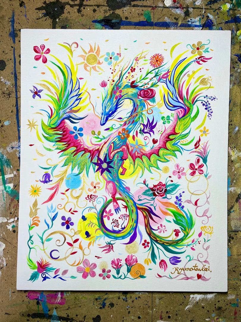 幻の花龍⑤ アクリル画 開運絵画 龍神 龍ノツカイ