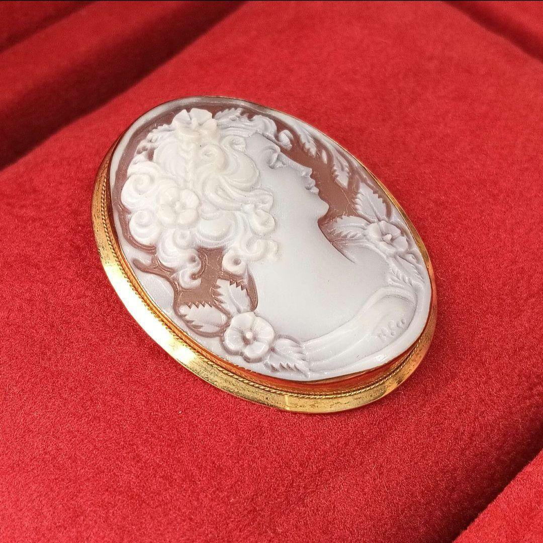 minto様　カメオ　シェルカメオ　ブローチペンダントトップ　ケース付き