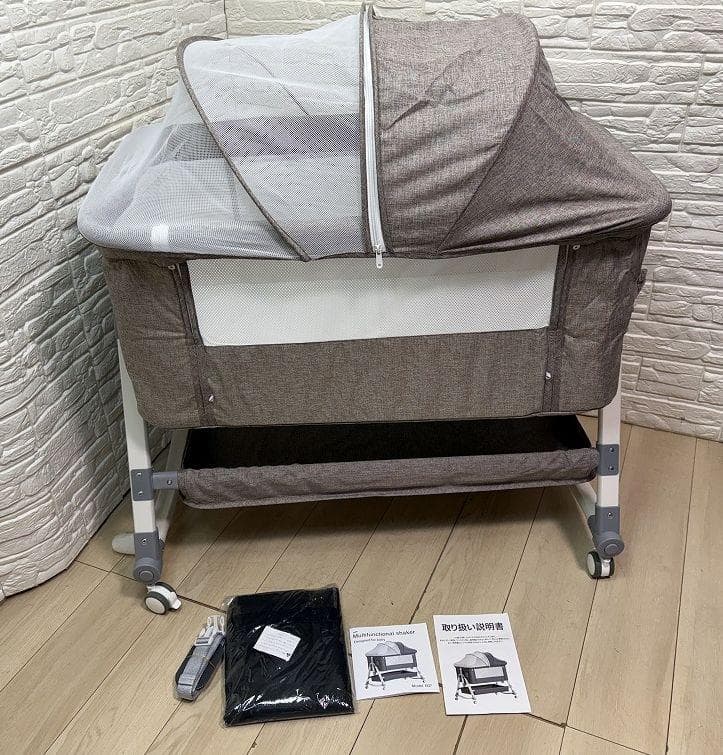 ラ*ー様 未使用 ベビーベッド 折りたたみ 高さ調整 ベッドサイド 添い寝