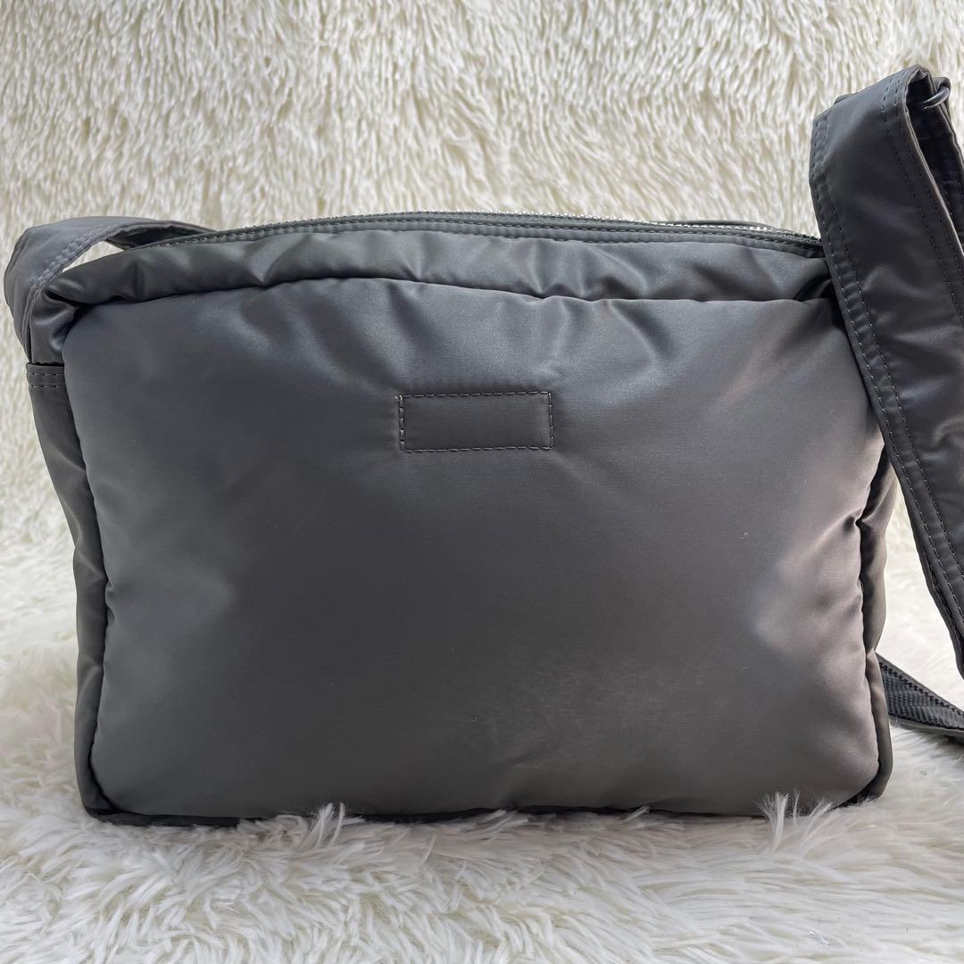 【極美品】ポーター タンカー ショルダーバッグ ダブルジップ シルバーグレー　L