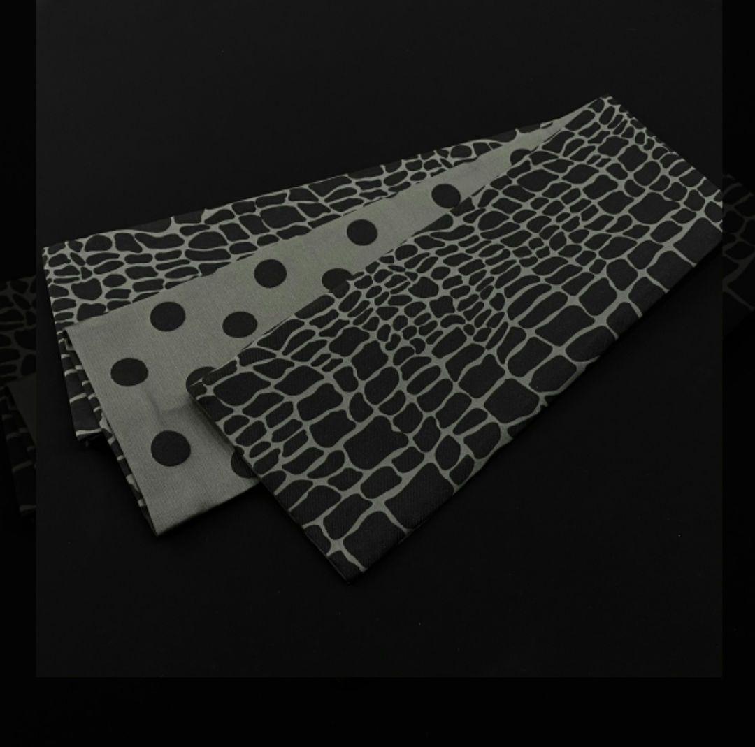 【最終価格】雅星本店◆半幅帯　クロコドット　スチール◆未使用