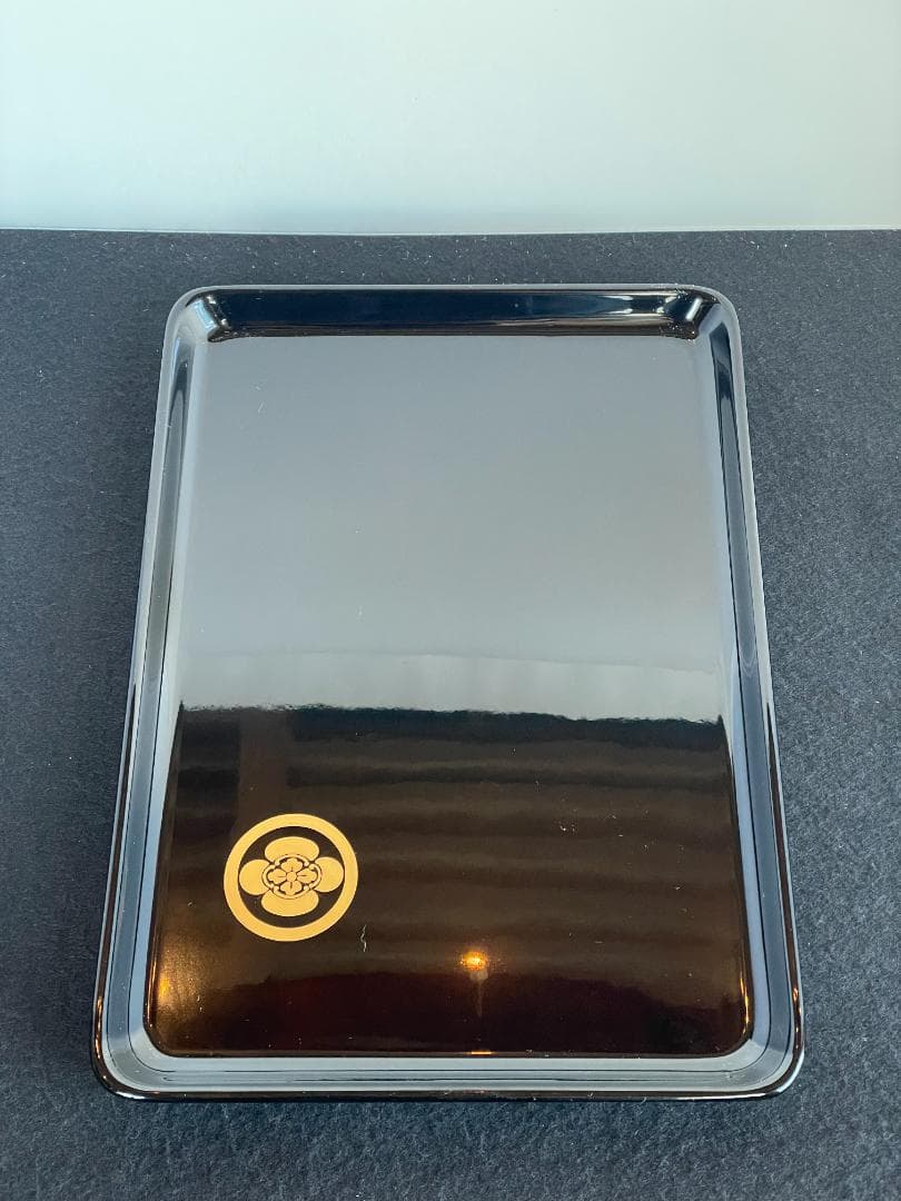 最高峰 輪島塗 祝儀盆 ８号 切手 盆 進物 本金磨 紋入 家紋 蒔絵 トレイ