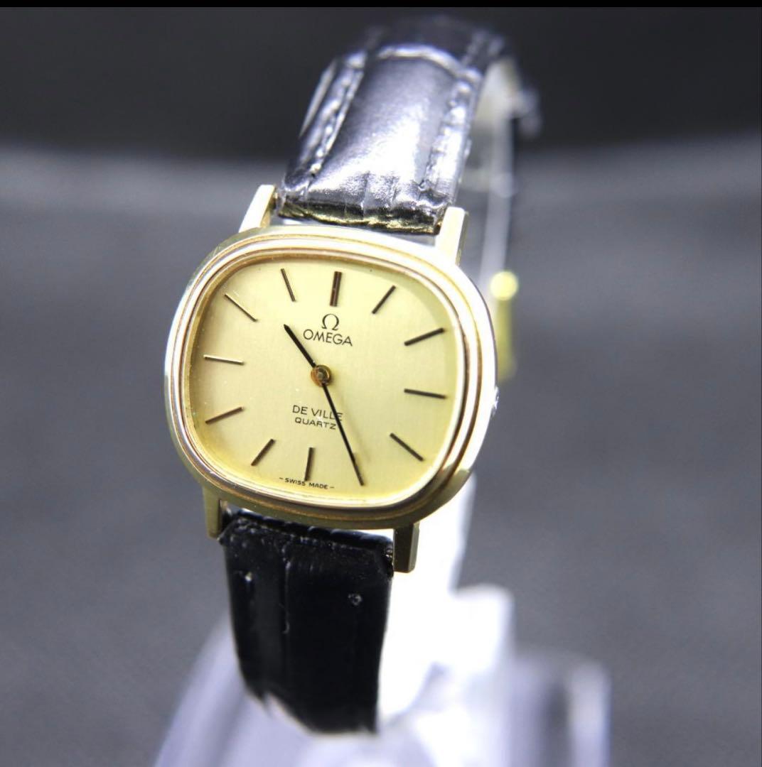訳あり　オメガ　デヴィル　腕時計　レディース　クオーツ　金　ビンテージ　25ｍｍ