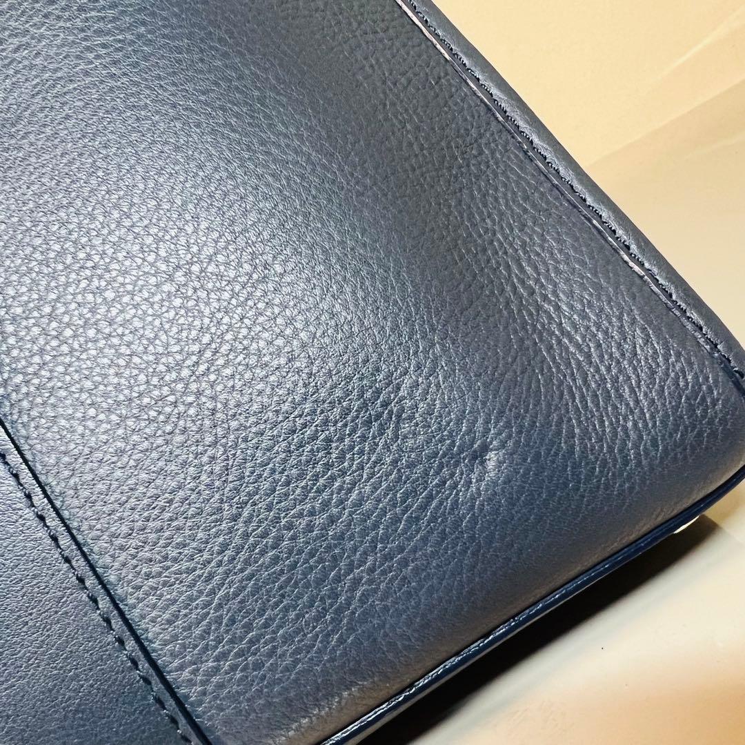 【美品】土屋鞄 ブリーフケース ビジネスバッグ ブルー系 A4サイズ収納可