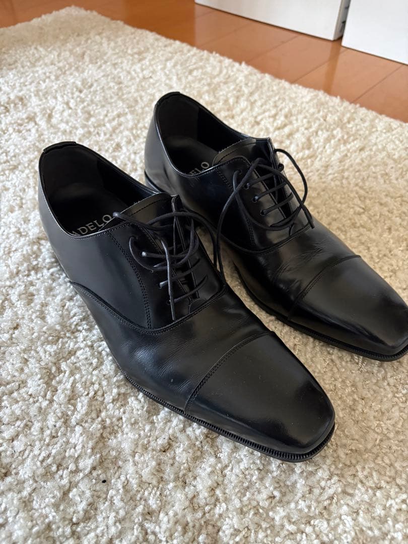 アデロ〈6cmUP シークレットシューズ〉ストレートチップ／黒　26cm