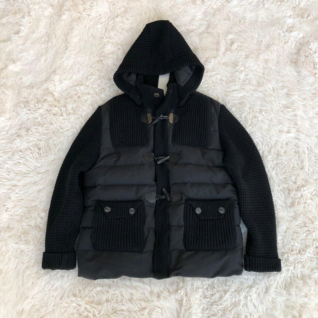 Barkバーク　ニット切替ダウンジャケット　ブラック黒　L　フード脱着可