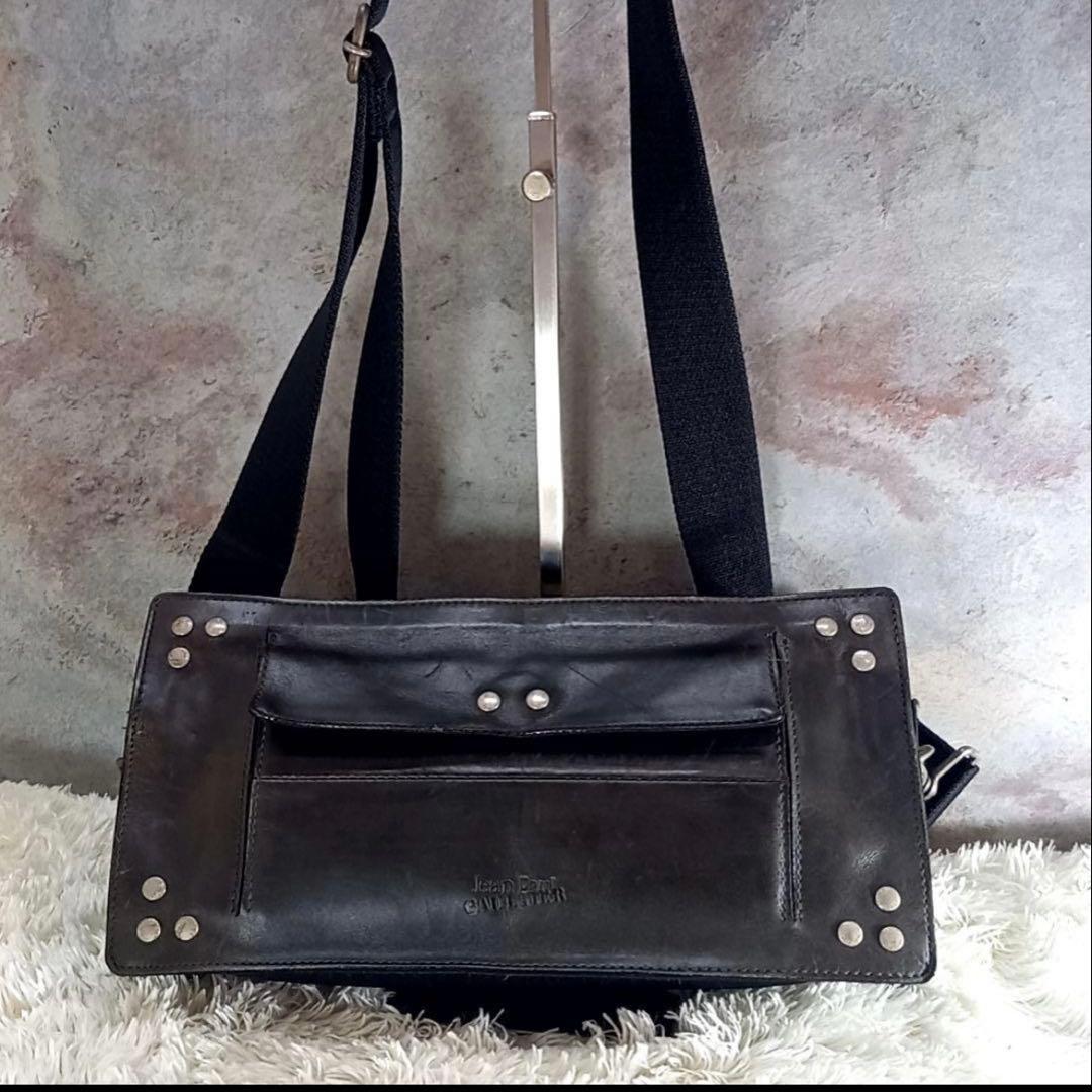 Jean Paul Gaultier ブラックレザーショルダーバッグ
