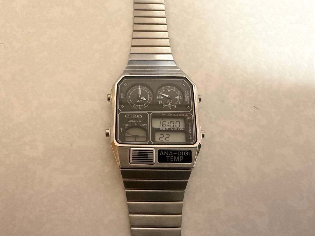 CITIZEN ANA-DIGI TEMP 腕時計シルバー　文字盤ブラック稼働品