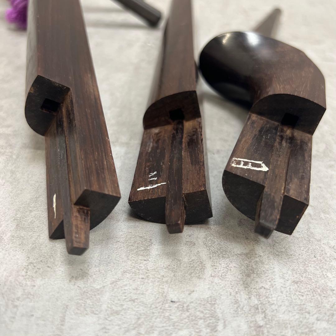 細棹長唄三味線　三つ折れ　1枚溝　東触り　木撥　ハードケース　皮破れ　ジャンク