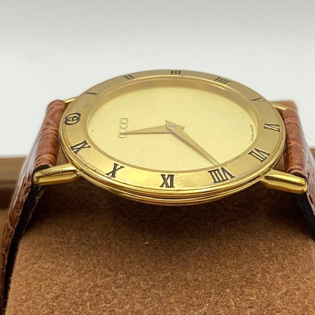 GUCCI グッチ 3000.2.M 腕時計 純正ベルト ゴールド文字盤 箱