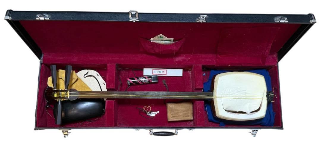 津軽三味線 東さわり 三つ折り 太棹 正寸 丸打胴 ハードケース 撥