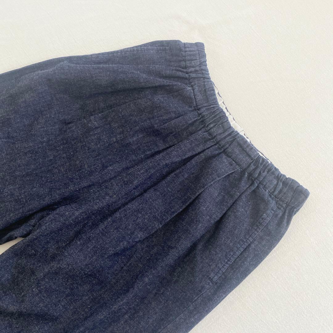 かぐれ⟡.綿麻デニムイージーパンツ コットンリネンインディゴ日本製
