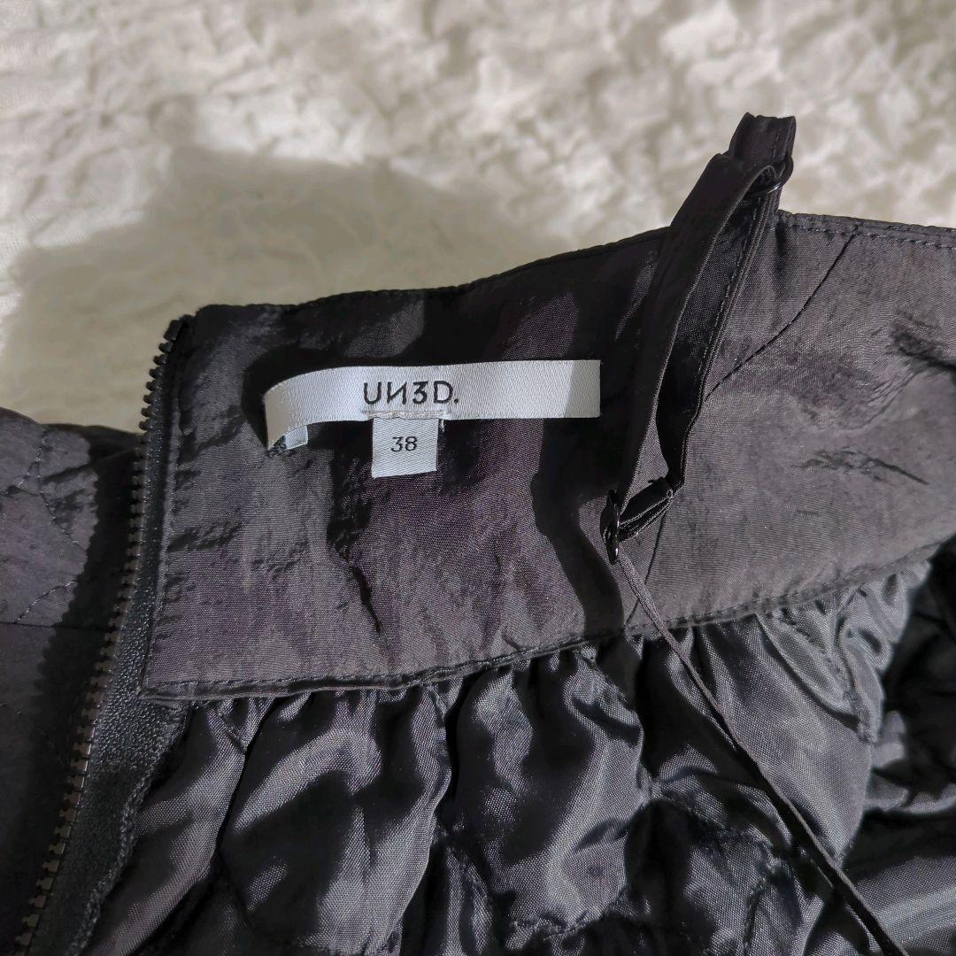 【極美品】UN3D. キルティングキャミワンピース 　38 ボリューム ブラック