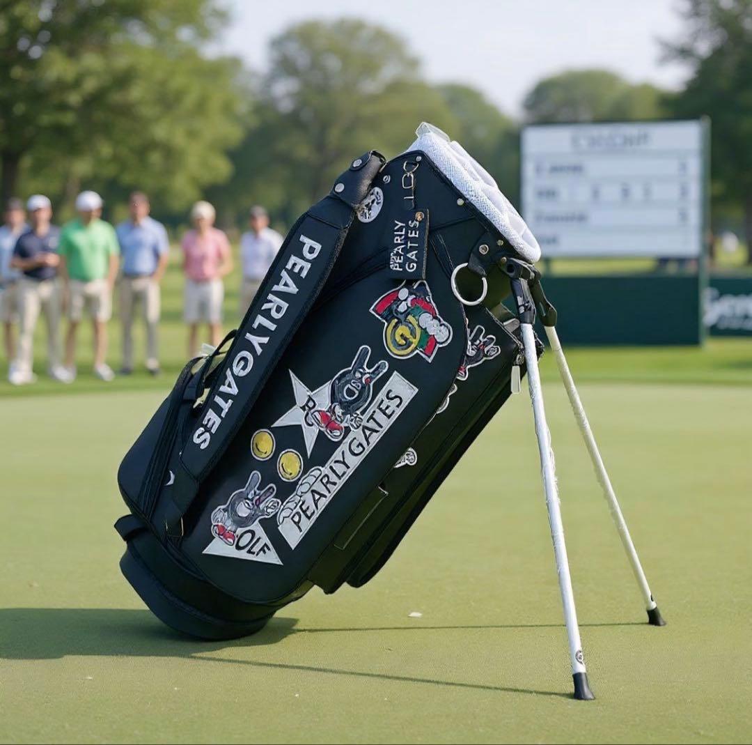 PEARLY GATES ブラックキャディバッグ　パーリゲイツ　合成革