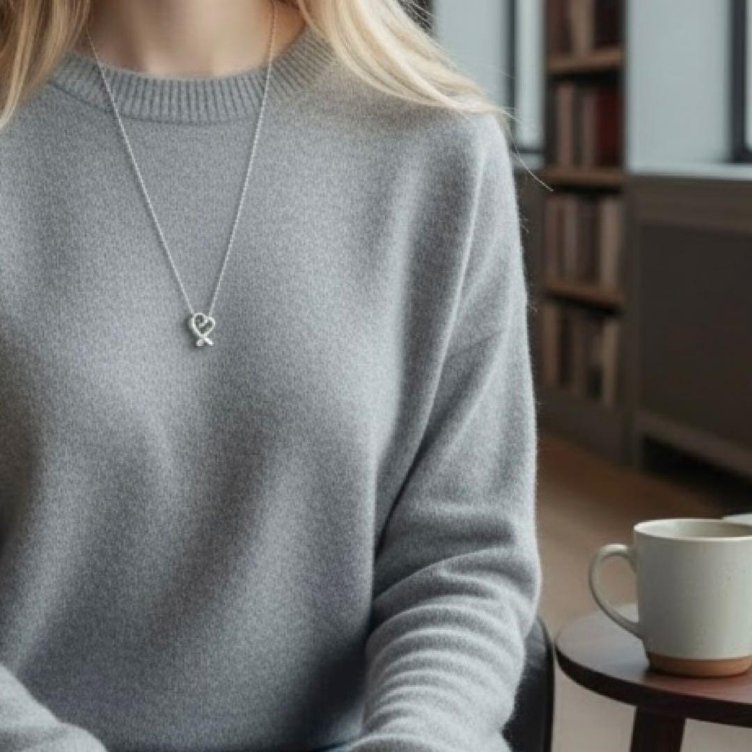 【光沢艶感仕上げ】 ティファニー ラビングハート ネックレス シルバー925