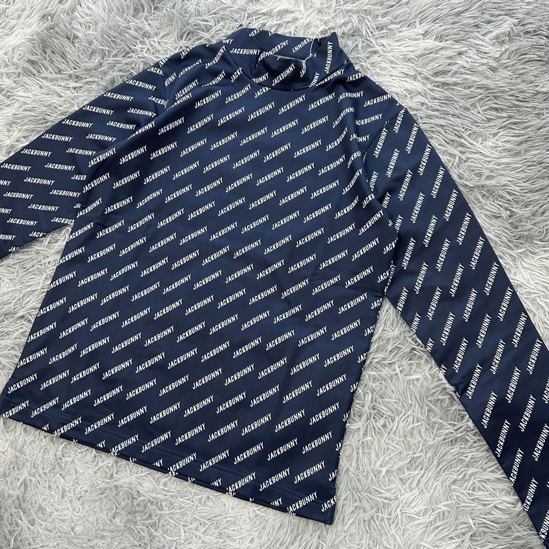 おまとめ　新品　ジャックバニー　モックネック　長袖シャツ　裏起毛　総柄　ネイビー