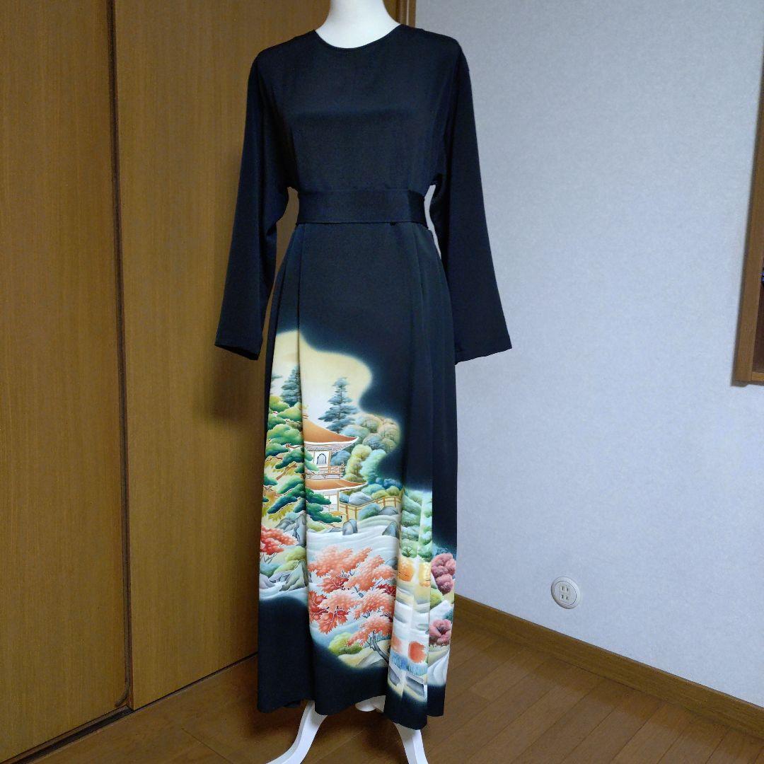 ぶ*ん様 【未使用正絹黒留袖】ロングワンピース4点セット　作家物　L〜LL