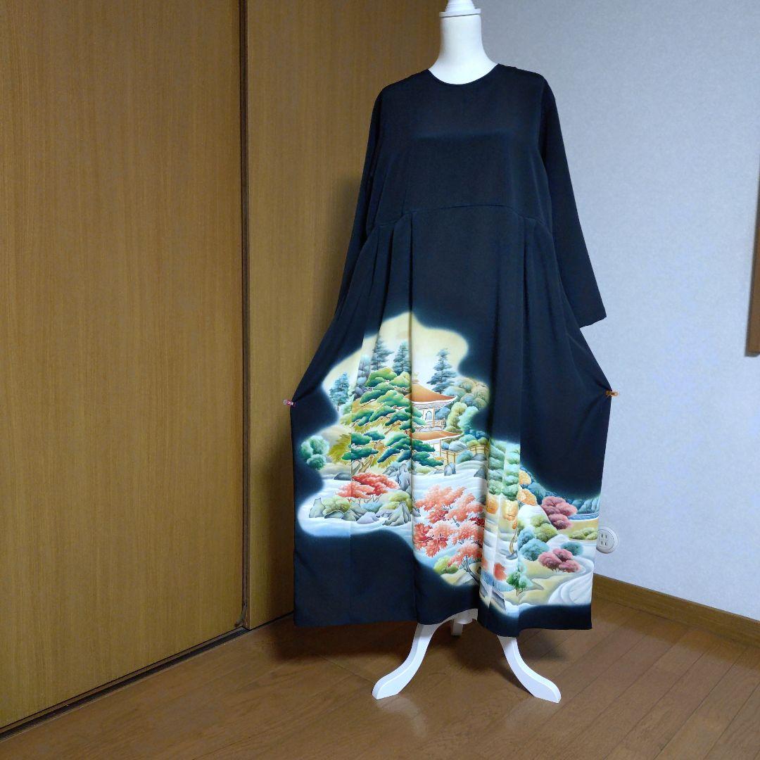ぶ*ん様 【未使用正絹黒留袖】ロングワンピース4点セット　作家物　L〜LL