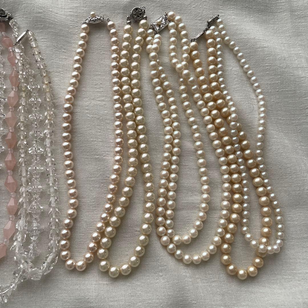 は*ま様 昭和レトロアクセサリー天然石ネックレス12点セットまとめてsilver