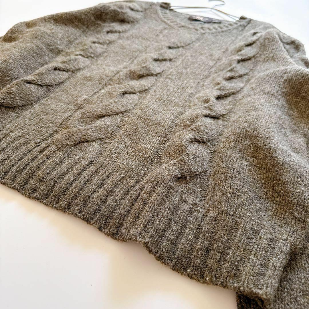 希少✨️RRL アランニット ラムウール Vネック ケーブル グレー XL