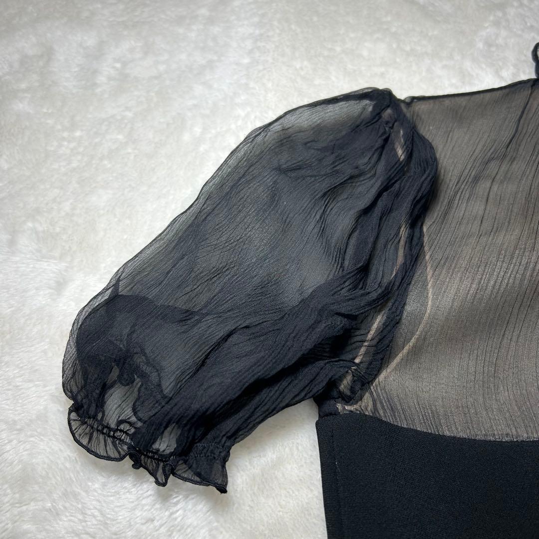 MIUMIU ミュウミュウ ブラック 半袖シースルー ミニワンピース ミニ丈