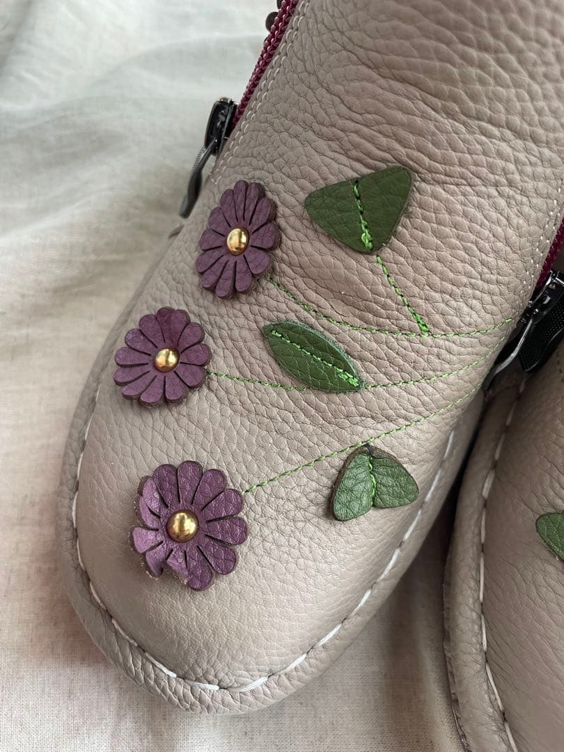 エスタシオン　estacion 本革　フラワー　ショートブーツ　Ｍ