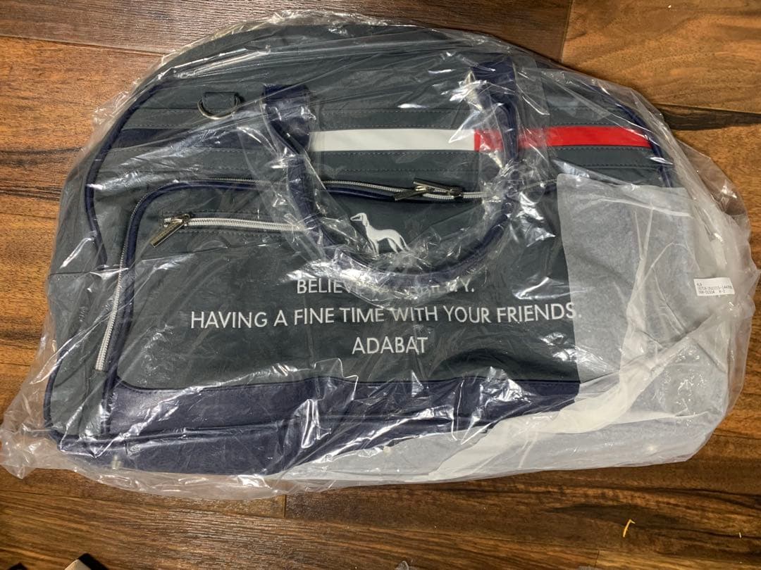 【新レーベル ADABAT NAVY】トリコロールボストンバッグ　ゴルフバッグ