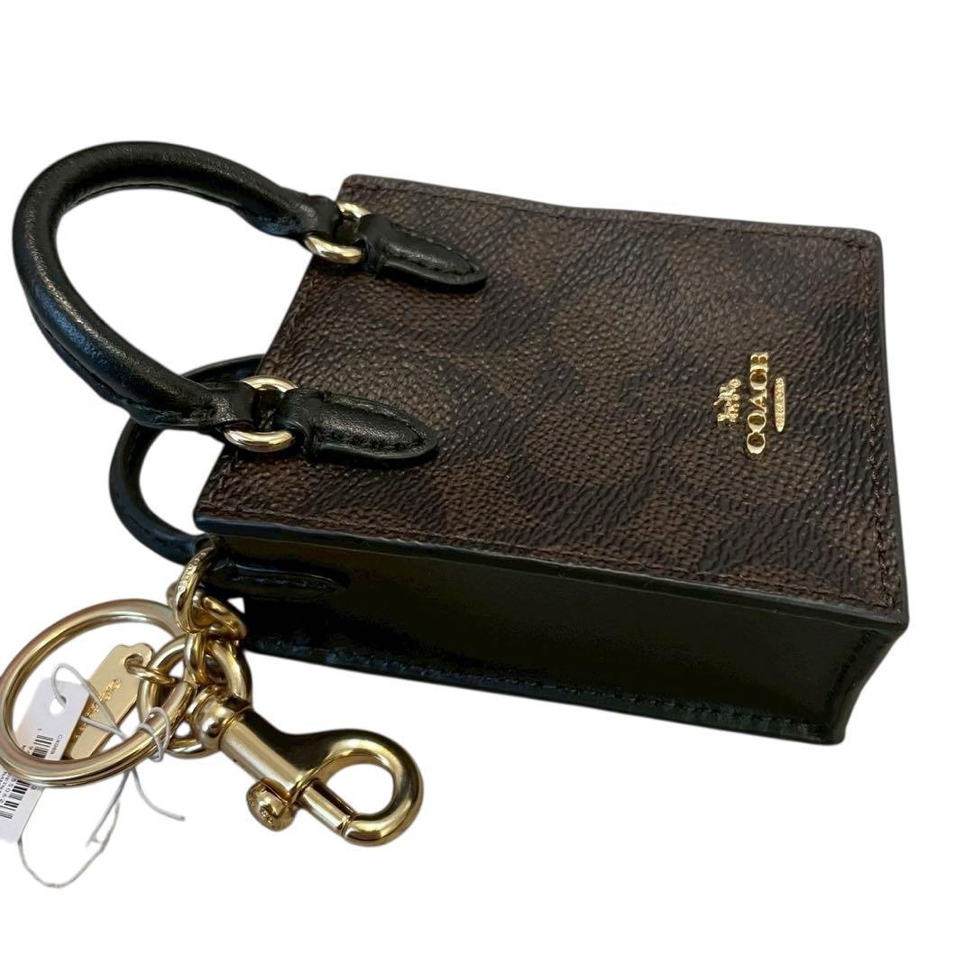 【新品】COACH コーチ チャーム ミニバッグチャーム ミニトート型 ブラウン