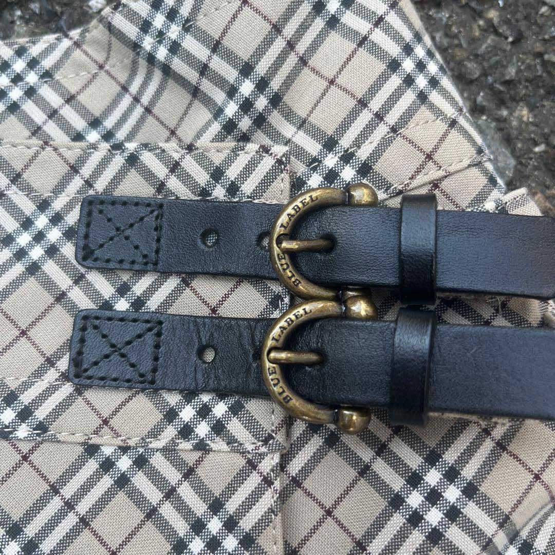 BURBERRYバーバリー　ミニスカート　巻きスカート　牛革ベルトプリーツ
