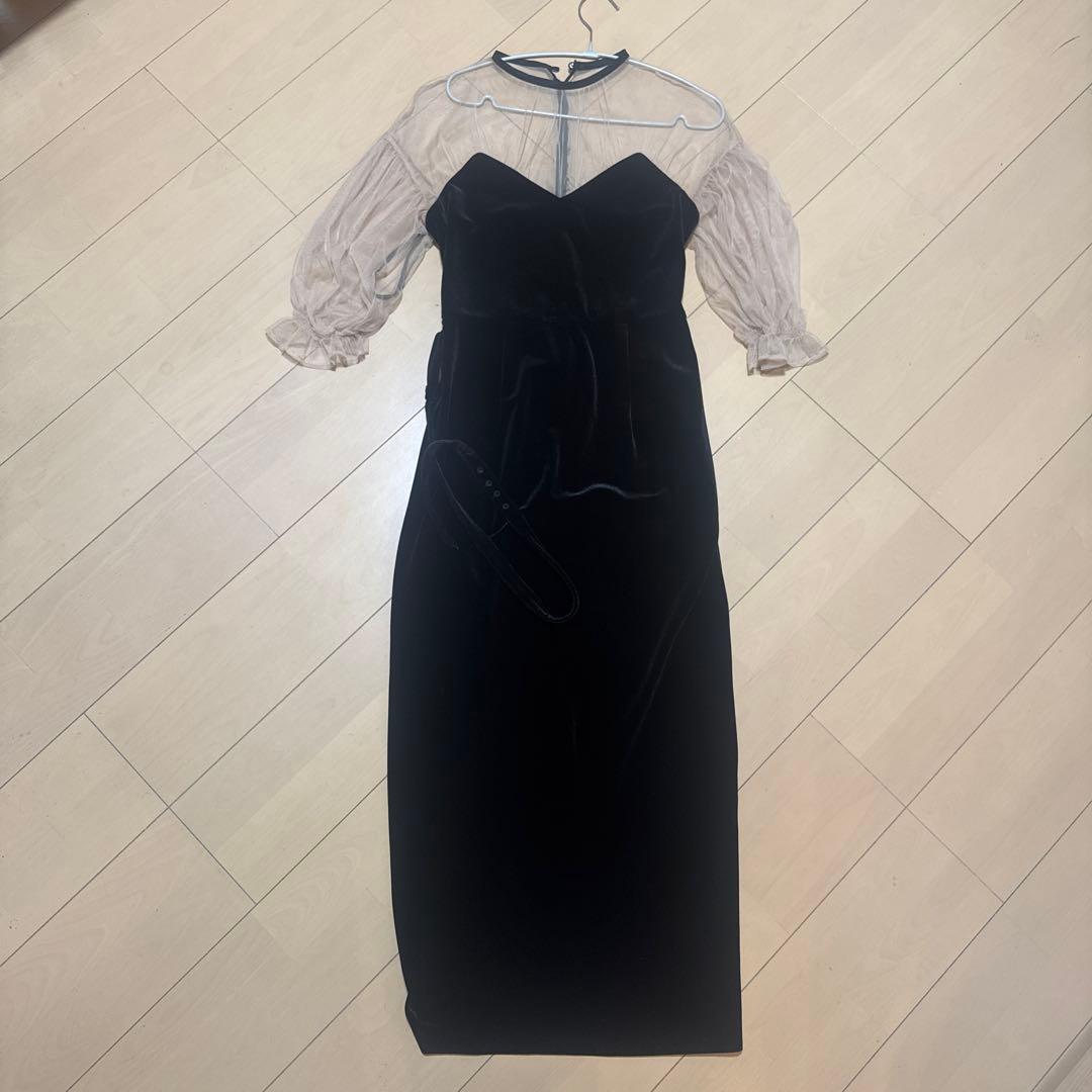 Ameri VINTAGE エアリースリーブタイトドレス　ベロア素材