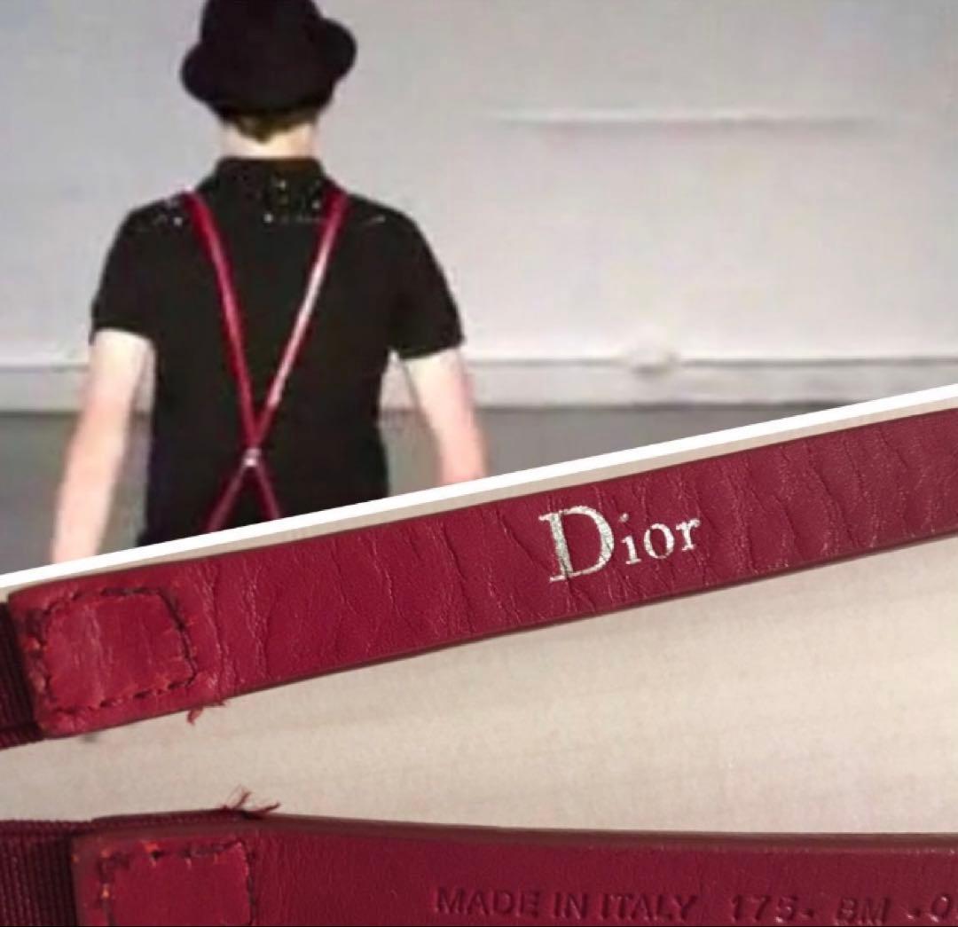 値下げ　ディオールオム　サスペンダー　レッド　エディ