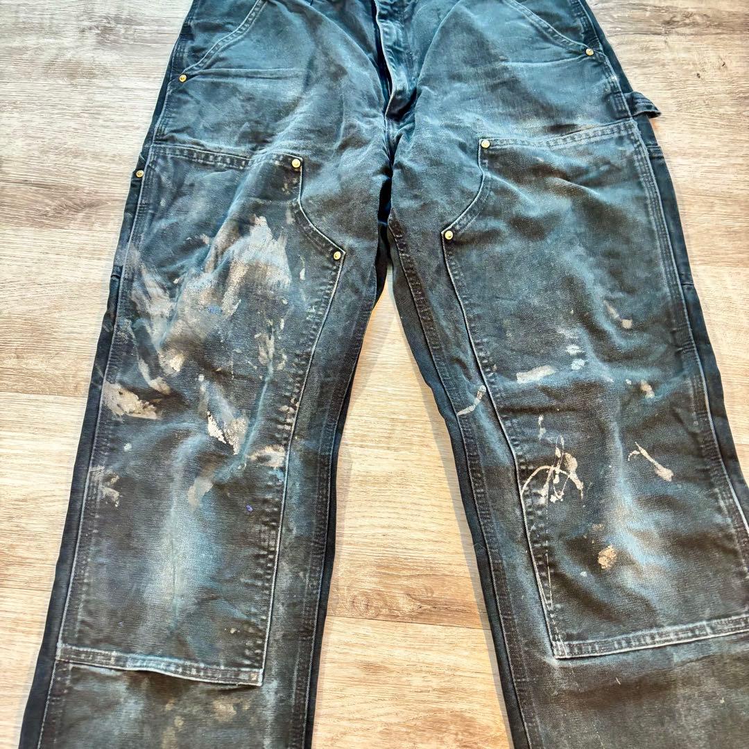 ち*お様 Carhartt B01 米国製 鉄黒フェード ダブルニーペンキ