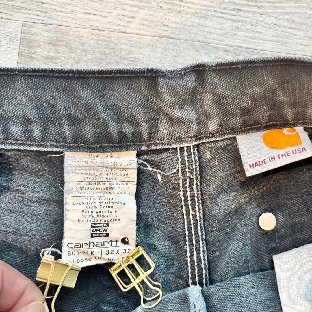 ち*お様 Carhartt B01 米国製 鉄黒フェード ダブルニーペンキ