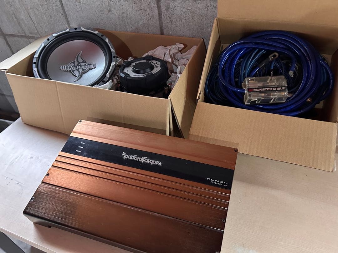 大*豆様 (オークションに変更します)ウーファー アンプ ケーブル3点セット