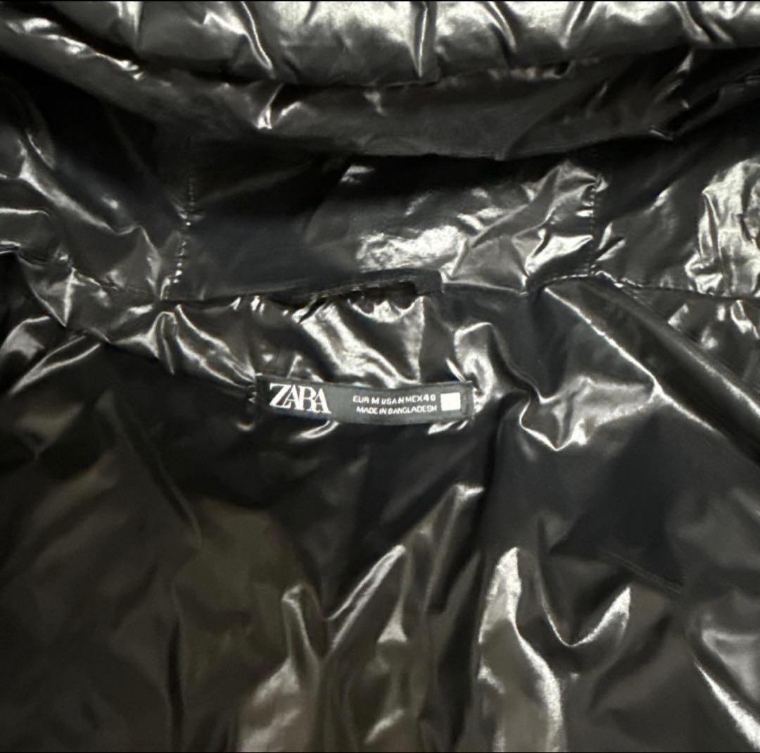 ZARA フード付きダウンジャケック　ブラック
