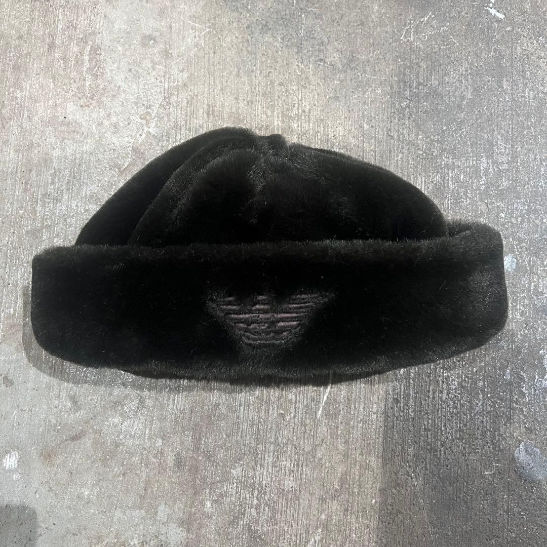 90's y2k Armani archive ファー　ハット　希少　ブラウン