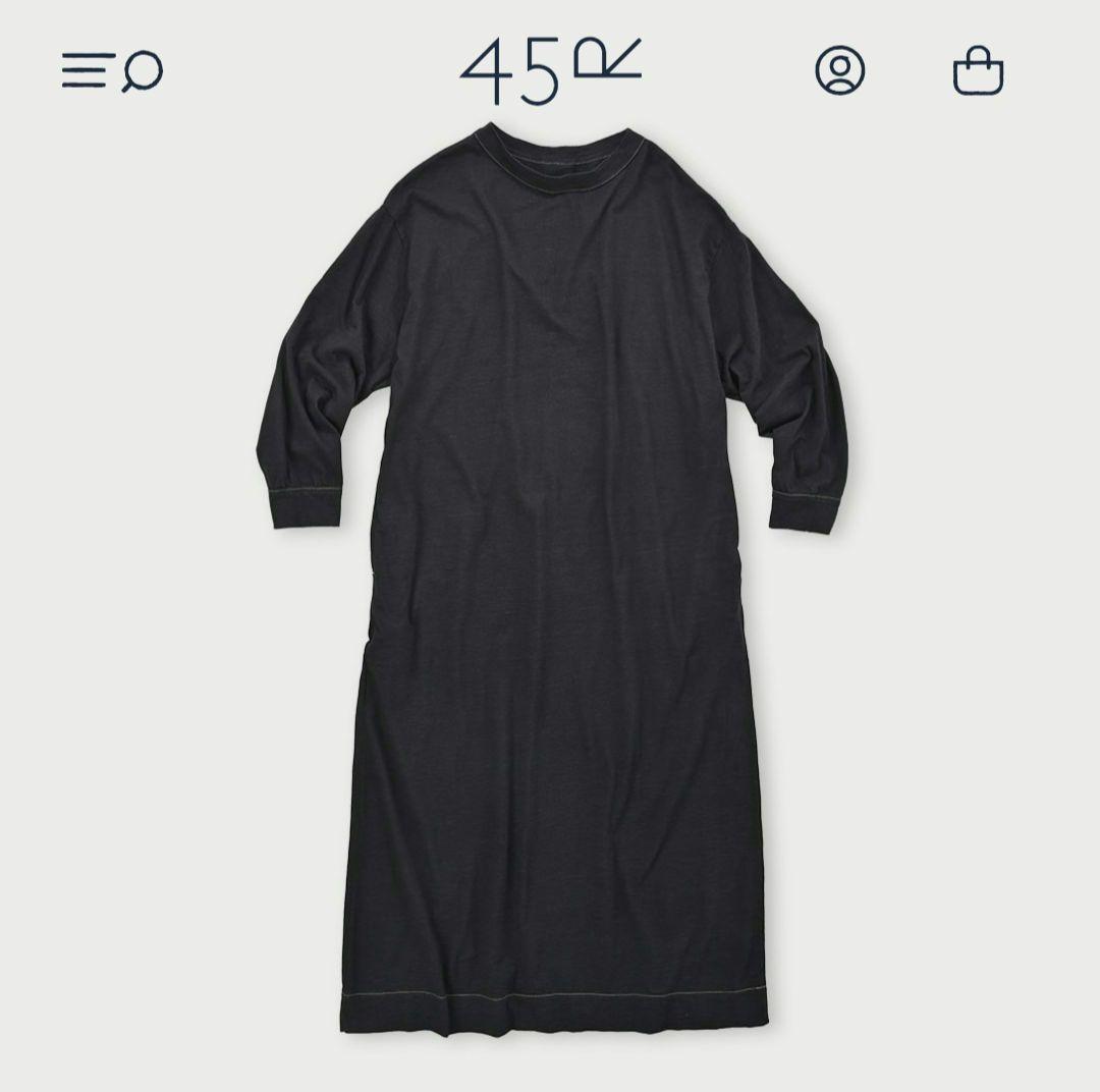 45R 度詰天竺の45星ドレス　インディゴ濃　マキシ　ワンピース