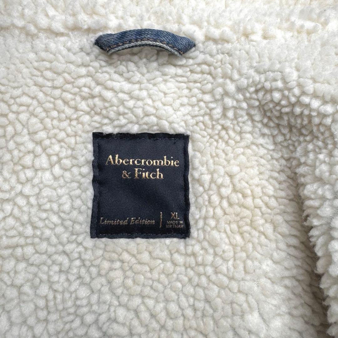 Abercrombie&Fitch｜裏ボア刺繍ロゴデニムジャケットXLアバクロ