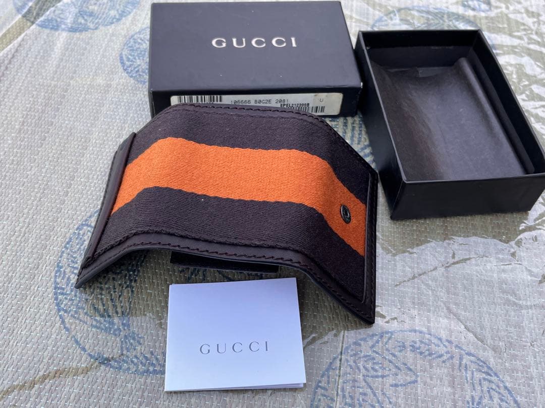 【極美品/未使品】GUCCI グッチ 6連キーケース キャンバス オレンジライン