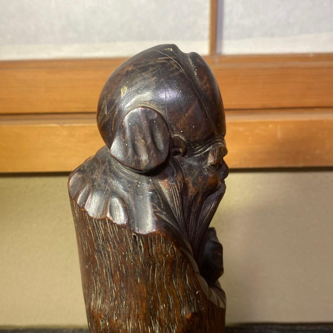 中国古玩　木彫桃仙人