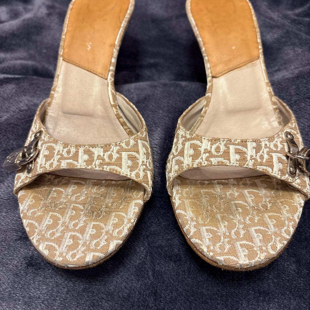 Dior ディオール ミュール 南京錠 鍵 チャーム トロッター 茶色 35.5