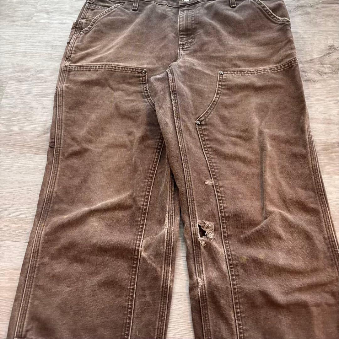 【Carhartt】ブラウン ダブルニーUSAファブリック 太シルエット#547