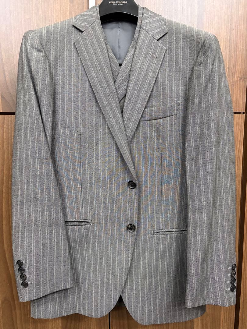 【美品】TENORAS スリーピーススーツ ストライプM