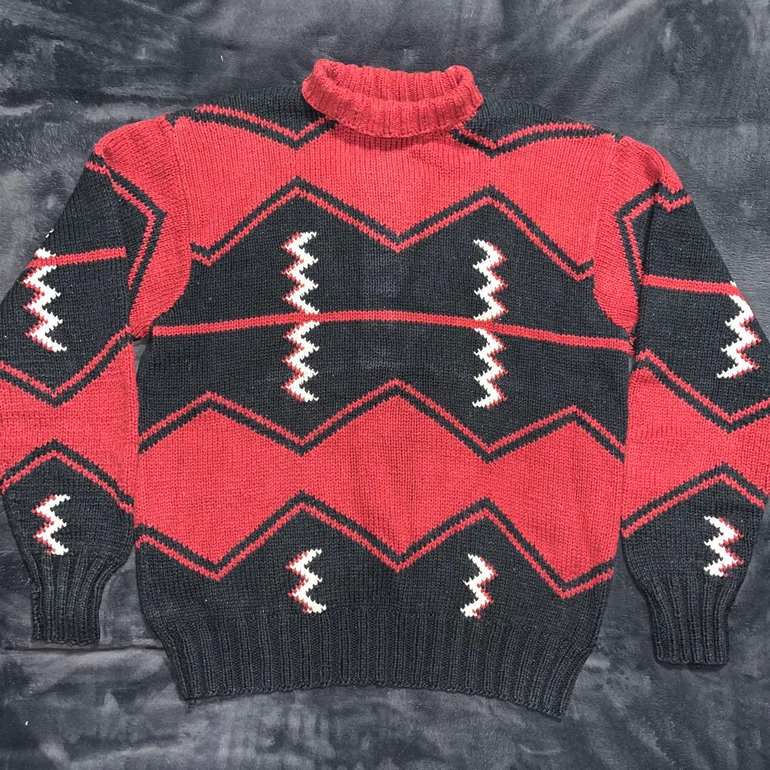 90S ヴィンテージ ポロバイラルフローレン ハンドニット XL ネイティブ柄