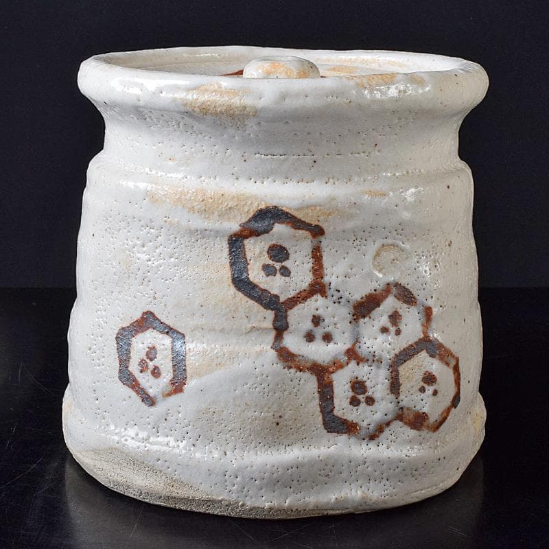 Gojyo人間国宝荒川豊蔵作　絵志野　水指　仕覆付　共箱　D　R8739B