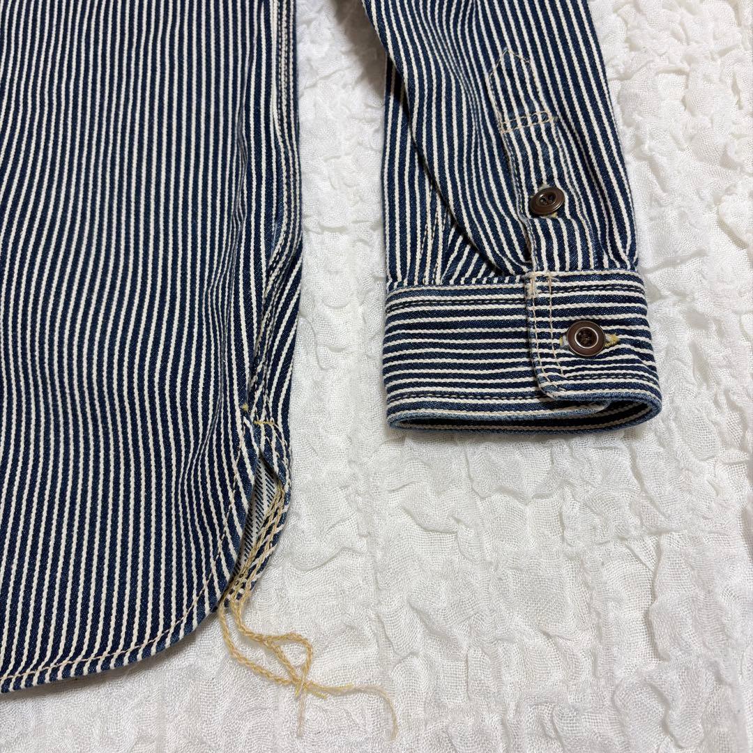 EIGHT G カバーオール XL 厚手シャツ 長袖 ストライプデニム 綿100