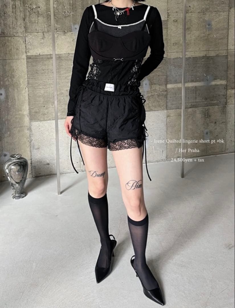 Litmus HerPraha キルティング×レース ショートパンツ 黒 完売品