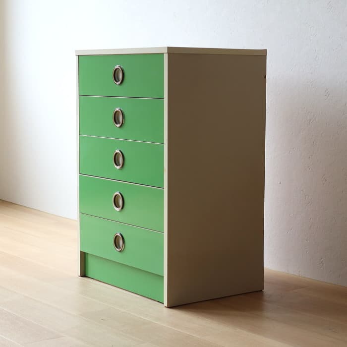 レトロポップ 整理タンス 昭和レトロ おもちゃ箱 スペースエイジ 緑色